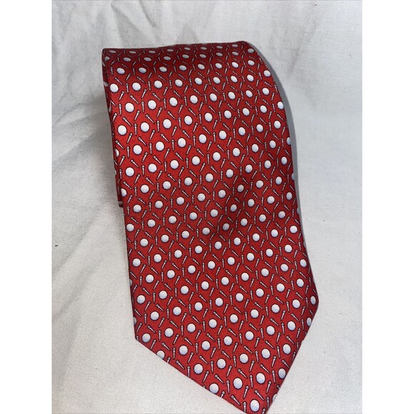 Vineyard Vines 100% Silk Tee Time Red Golf Neck Tie Shep & Ian USA dad - Picture 1 of 8